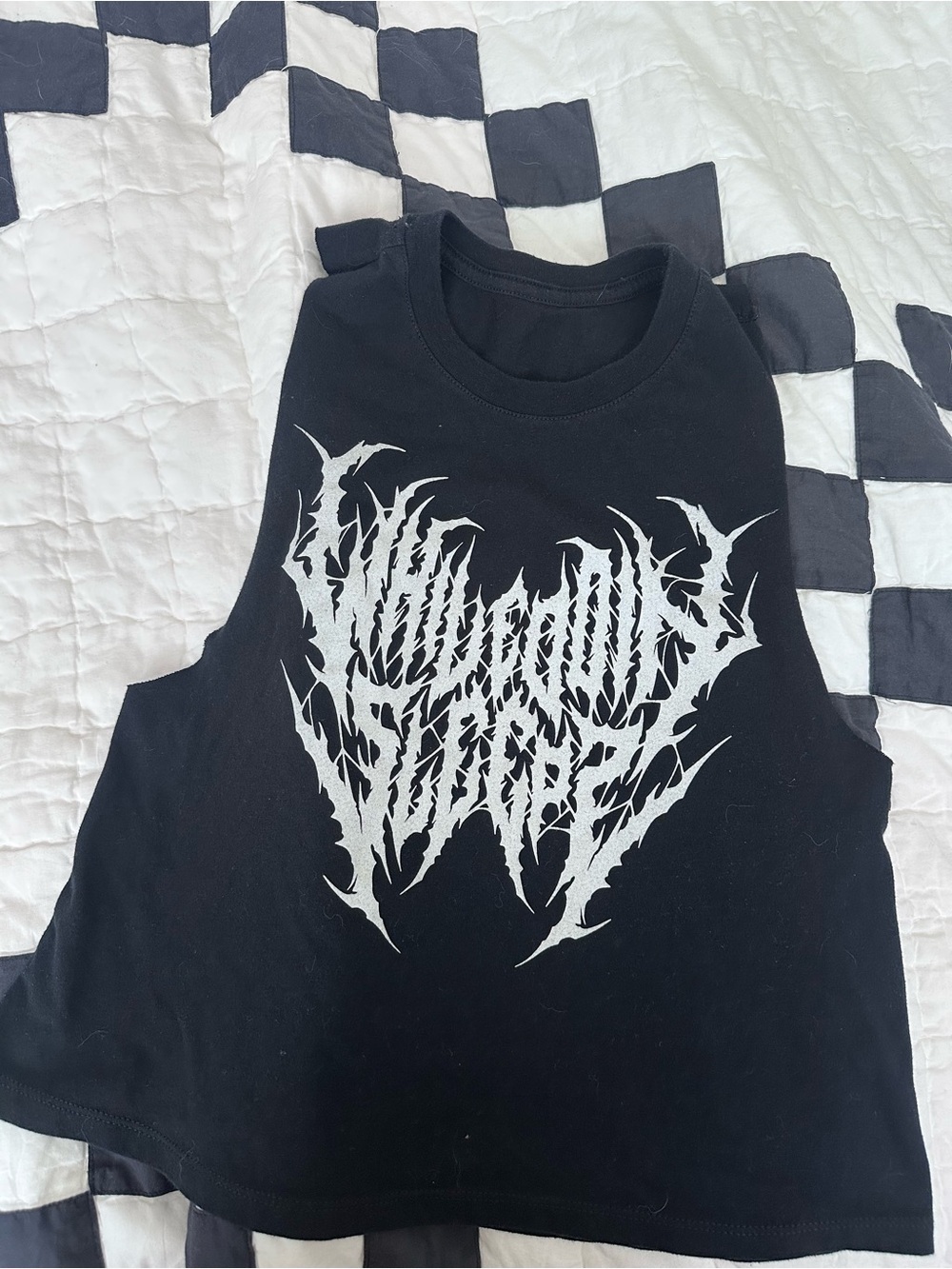 While Odin Sleeps metal logo crop tank